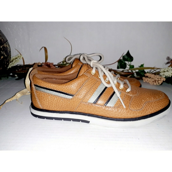 Rockport Tan Leather Lace-Up Slip-on Flat Loafer main image 15